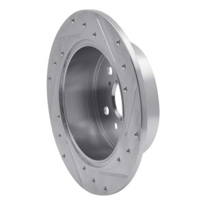 Lexus ES300H Brake Rotor (1) - Rear Left - R1 Concepts - Drilled & Slotted - Silver - `12-`18